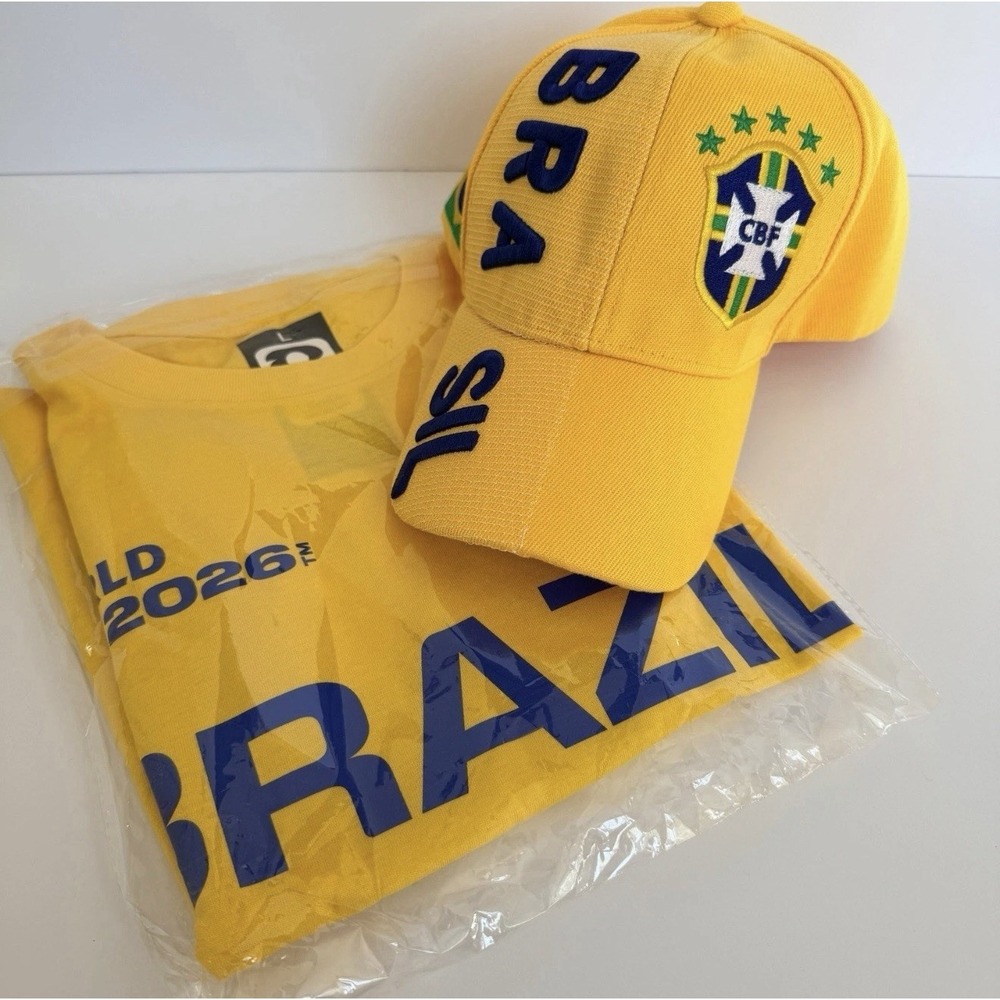 FIFA World Cup 2026 Brasil T-Shirt Size M & L Shirt Plus Hat Bundle New!